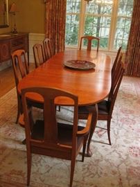 Joseph Van Benten custom cherry dining room table and 8 chairs 42"w x 6'L (2-18" leaves).