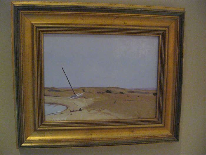 Oil on panel by Hilary Osborne: Beach at Menaunt