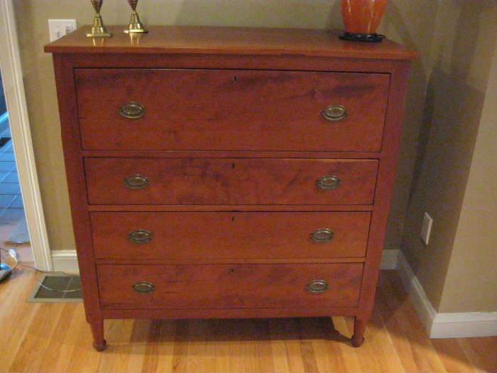 American cherry period Sheraton chest of drawers
