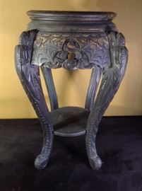 Wood carved side table or plant stand