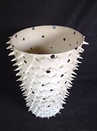 Decorative ceramic vase with spines