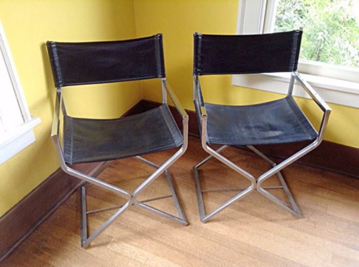 Contemporary director chairs with formed metal base