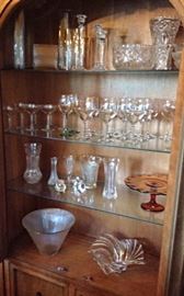 large collection of glass stemware