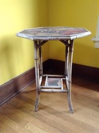 Bamboo side table with painted top