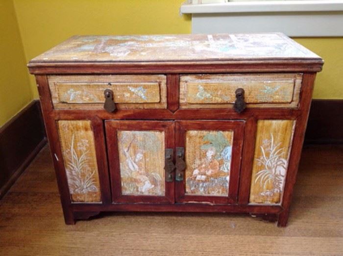 Painted asian cabinet