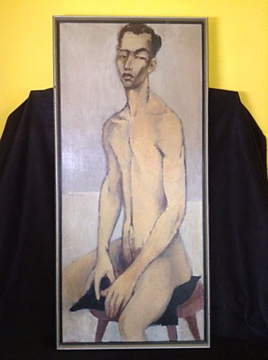 Original oil on canvas seated nude