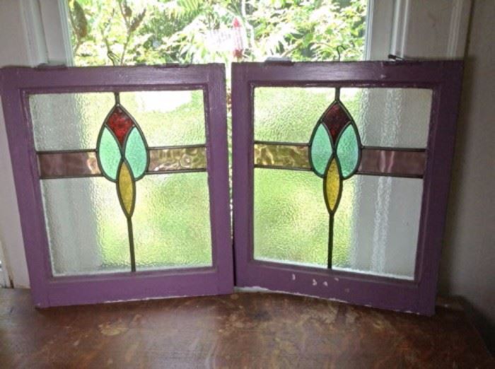 Pair of stain glass windows