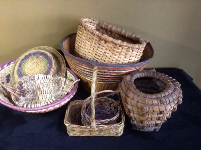 A collection of woven baskets