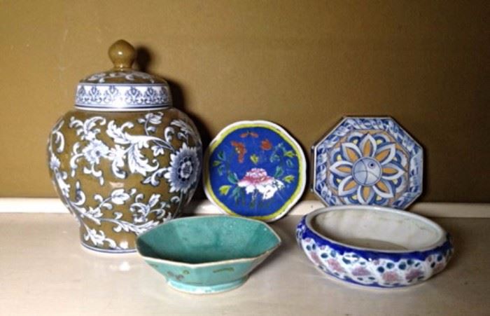 Assorted asian theme pottery