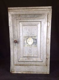 Antique Vintage Primitive 1920s Queen's Pantry, Tin Bread Box Pie Safe Box