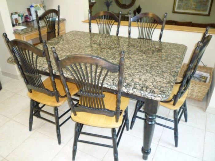 Granite Top Kitchen Set with Six Chairs