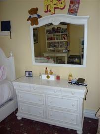 White Dresser & Mirror with Decorative