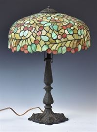 leaded glass lamp, Wilkenson?, bid online at www.fairfieldauction.com