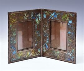 Tiffany Studios grapevine double frame, bid online at www.fairfieldauction.com