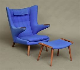 Hans Wegner Papa Bear lounge chair, bid online at www.fairfieldauction.com