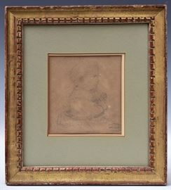 Mary Cassatt original pencil drawing, bid online at www.fairfieldauction.com