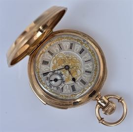 18k Gold Swiss Minute Repeater Pocket Watch, bid online at www.fairfieldauction.com