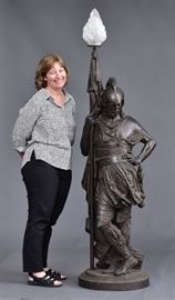 French figural lamp,
7 Image(s)
Miroy Freres, Paris
cast metal with bronze finish
75" high including the shade
late 19th century