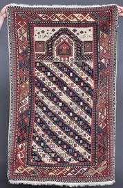 early caucasian prayer rug, bid online at www.fairfieldauction.com
