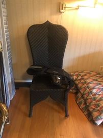 #22 Black wicker  odd chair $45