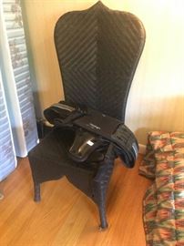 #22 black wicker odd chair $45