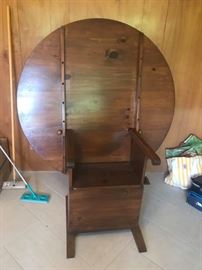 # 60 round dining table that flips up for chair 47.5x28t $150
