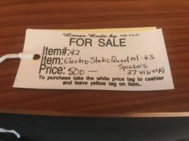 #42 Electro static quad esl-63 speakers 27x16x49 $500 pair
