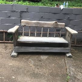 #67 handmade rough wood glider sofa $100