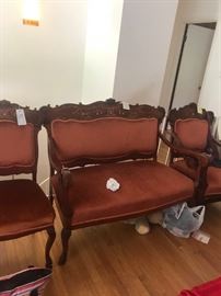#57 Orange settee antique 48 wide $ 100