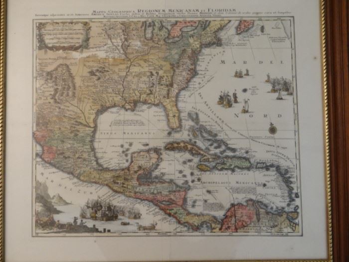 Map of Mexico to Florida, Dates to 1800's