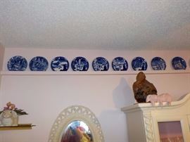 Blue and White Christmas plates--full set