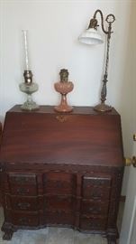 Drop front desk and a Few Oil Lamps
