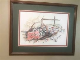 #6 Paula Vaughn 675/1000 Print quilt and flower as is no glass $60