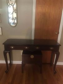 #61  Sofa Table with 2 drawers  47x14x30   $75
#20   Chest End Table on Legs  18x10x19    $75