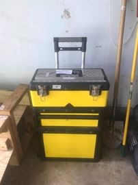 76 tool box yellow on wheels $25