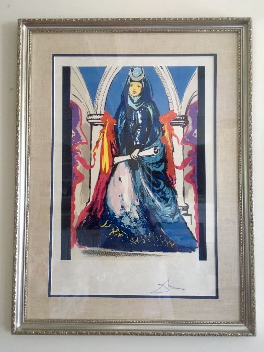 Salvador Dali lithograph "Blue Lady" (overall size 36" by 28")