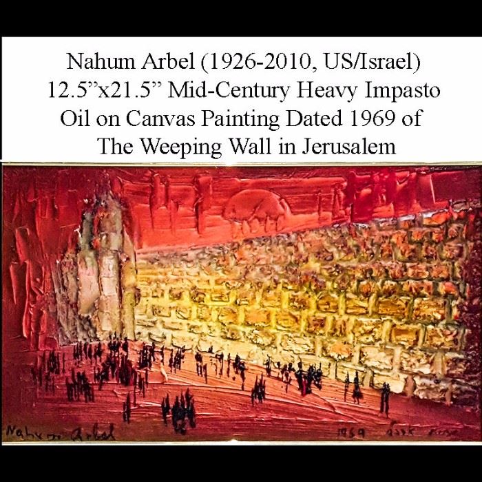 Art Arbel Nahum Impasto Oil On Canvas The Weeping Wall