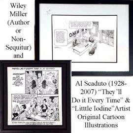 Art Cartoonists Wiley Miller Al Scaduto Pen And Ink Illusttrations