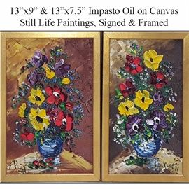 Art Impasto Oil On Canvas Still Life Paintings