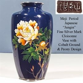 Asian Arts Japanese Silver Cloisonne Vase