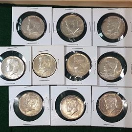 Cur Coins Kennedy Silver Half Dollars Sixty Fours