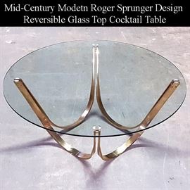 Furniture Mid Century Modern Roger Sprunger Reversible Glass Top Cocktail Table