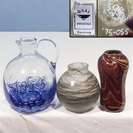 Glass Art Vases Pitcher Some Signed