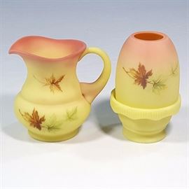 Glass Fenton Burmese Autumn Leaves