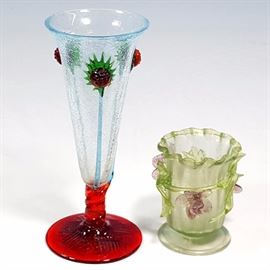 Glass Kralik Flower CabinetVase Crackle Vase Raspberry Prunt