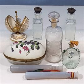 Glass Perfumes Scent Bottles Egg Form Vanity Box Etc