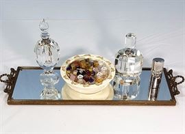 Glass Perfumes Dresser Tray Etc