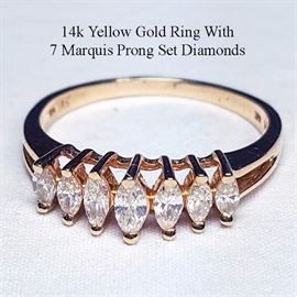 Jewlery Gold Ring With Marquis Diamonds Lg