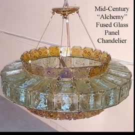 Lighting Mid Century Alchemy Fused Glass Chandeleir Off