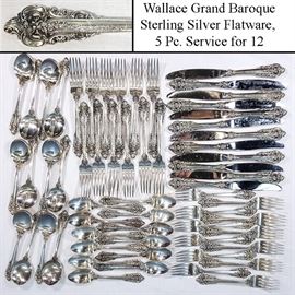 Sterling Silver Grand Baroque Wallace Service For Twelve